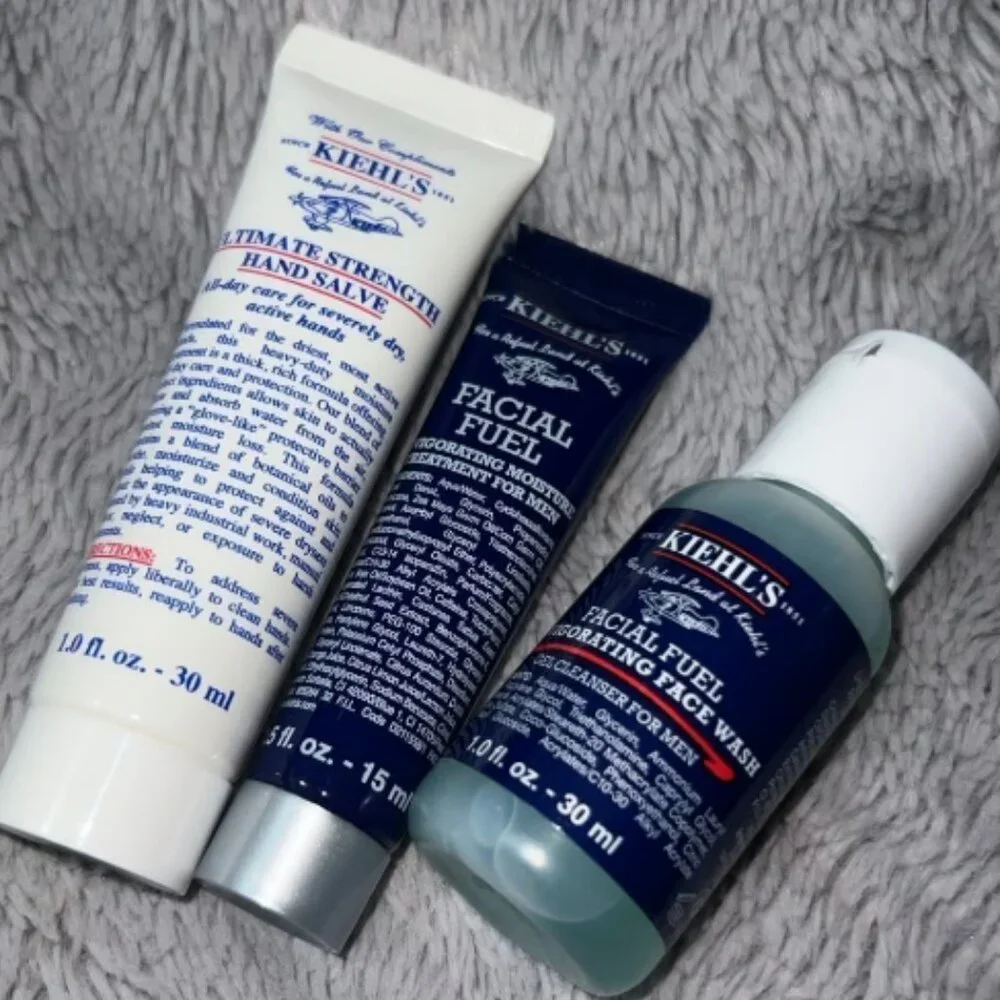 Kiehl’s Skincare Trio Facial Fuel Invigorating Moisture Face Wash Men Hand Salve